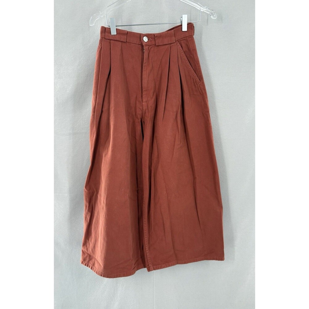 Rachel Comey sz 00 Pants Wide Leg High Rise Pleated 100% Cotton Terracotta USA